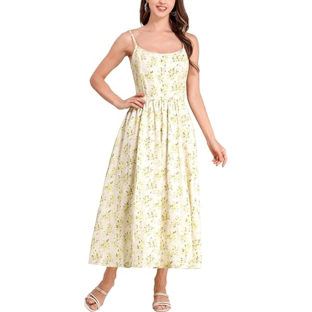 Chic Floral Midi Dress in Cream